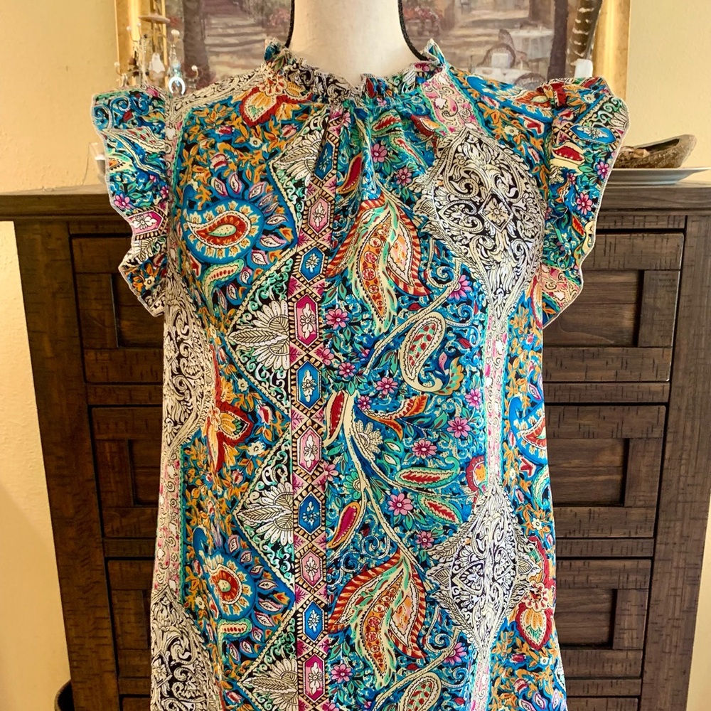 Beautiful colorful ruffle sleeve top